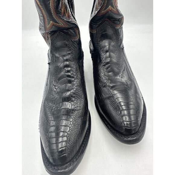 Larry Mahan Men’s 8.5D Black Embossed Leather Western Cowboy Boots vintage exoti - Picture 9 of 10